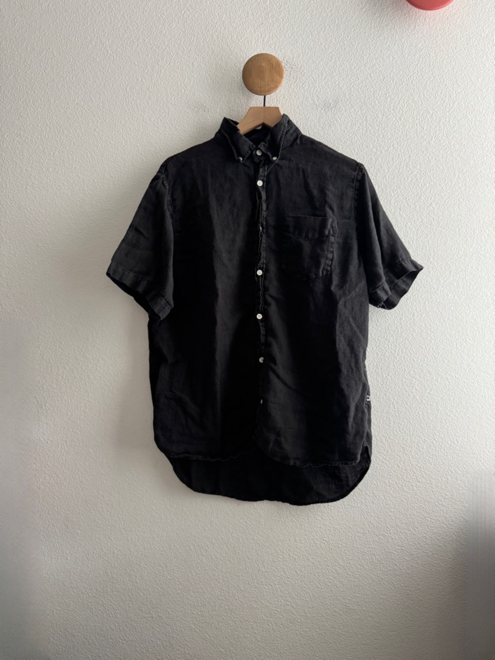 NN07 Black Linen Button Down Shirt *Small Flaw*